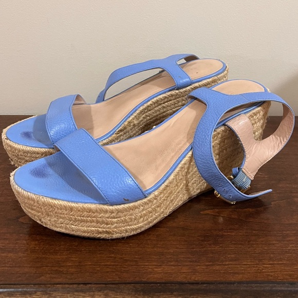 Kate Spade Blue Platform Espadrille Wedge Sandals Size 9M - Picture 2 of 16